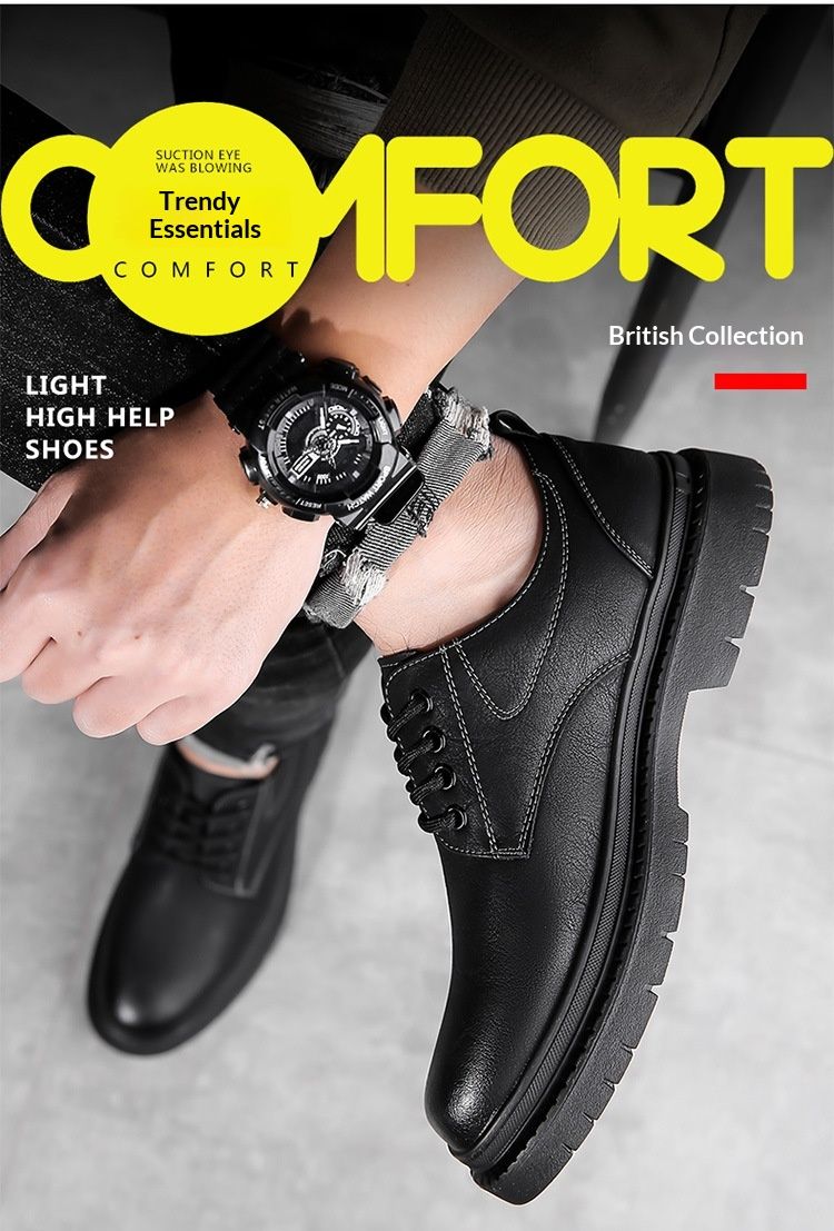 Glide Leather Frühling/Sommer Britische Derby-Schuhe mit dicker Sohle, lässige Herren-Martin-Stiefel, formelle Schuhe für Hochzeiten und Arbeit, niedrige Schafthöhe_voghion.com