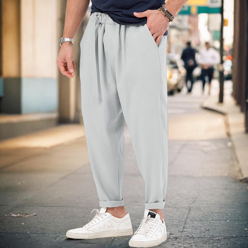 New men's sports casual trendy and fashionable, solid color, Haren pants, hanging style, plus size pants for men_voghion.com
