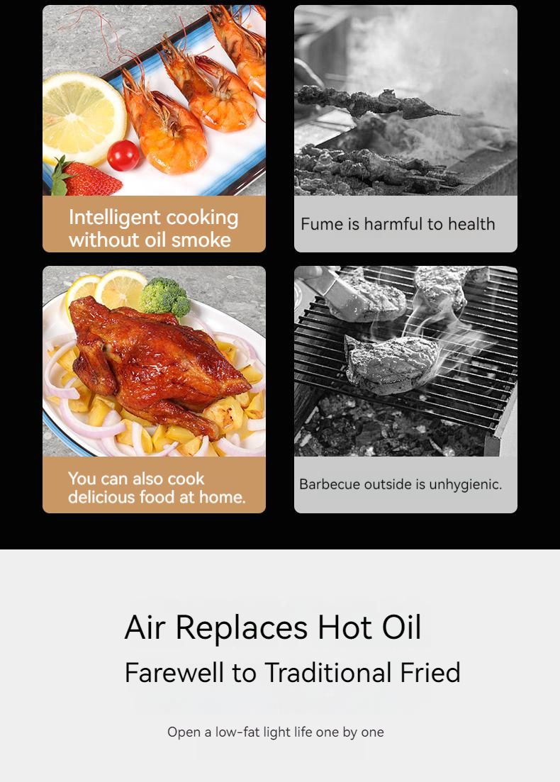 Frytkownica powietrzna Smart Air Fryer o pojemności 6 l z ekranem dotykowym – elektryczna, domowa, 110 V, do ud kurczaka, zdrowe urządzenie do gotowania_voghion.com