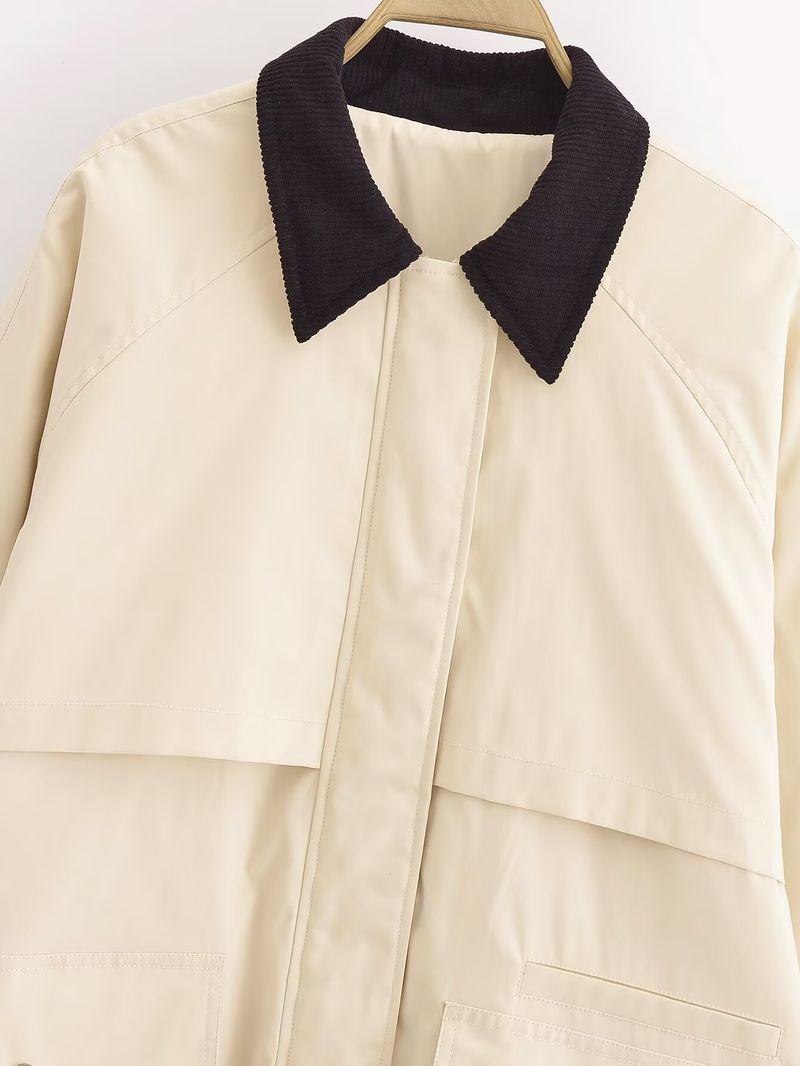 Damenbekleidung 2024 Herbst und Winter neue Mode Cordkragen Baumwolljacke_voghion.com
