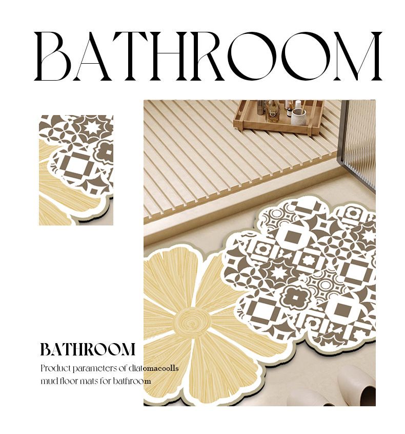 Teppich im Wabi-Sabi-Stil, Badezimmertür, Blumen-Bodenmatte, saugfähig, rutschfest, speziell geformte Badezimmermatte_voghion.com