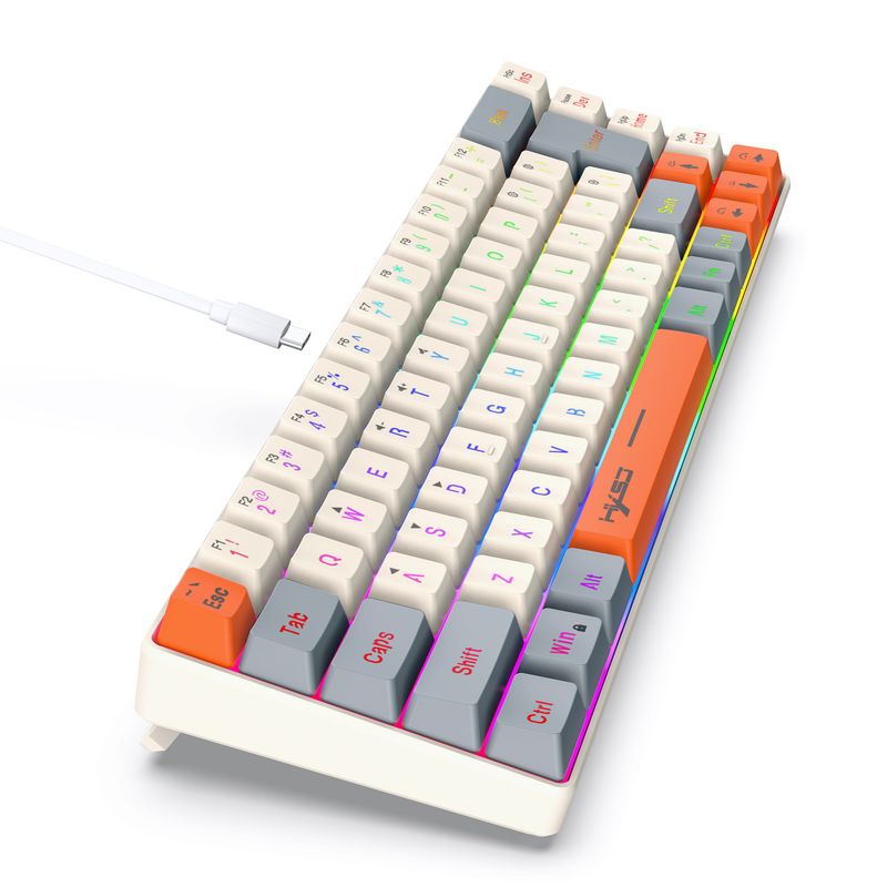 2024 Three Color Matching Game Film 68 Key Line Separation RGB Backlight Multi functional Wired Keyboard_voghion.com