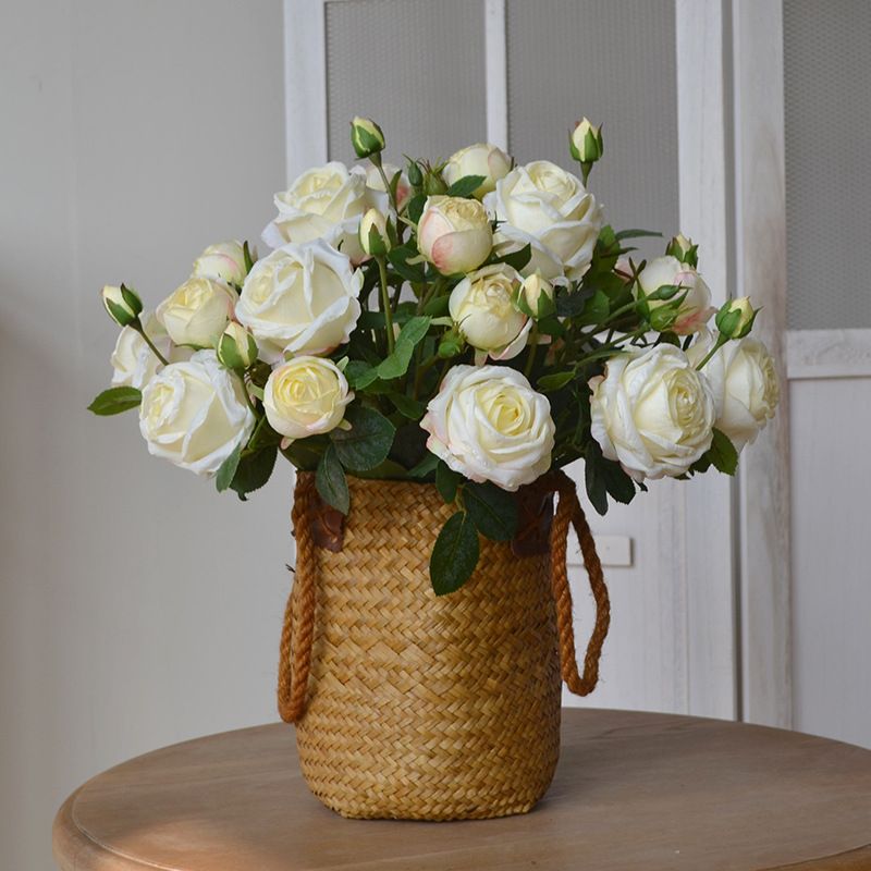 Zijden kunstbloemen voor huisdecoratie nepbloemen bruiloft lente vier-gevorkte meerkoppige vlinderrozen_voghion.com