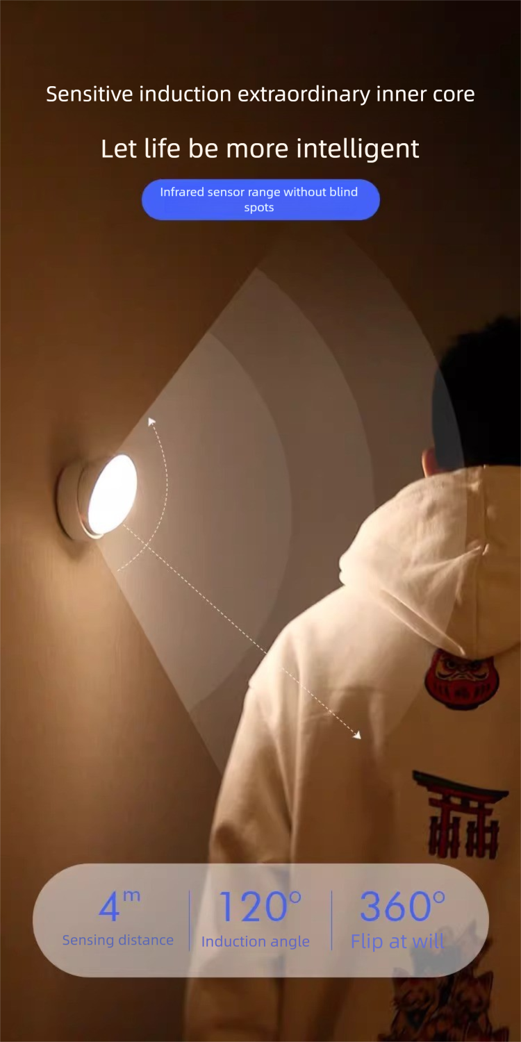 Bezprzewodowa lampa z czujnikiem ruchu, popularna lampka nocna LED do przedpokoju, na korytarz, przy łóżku i w sypialni, automatyczne włączanie/wyłączanie_voghion.com