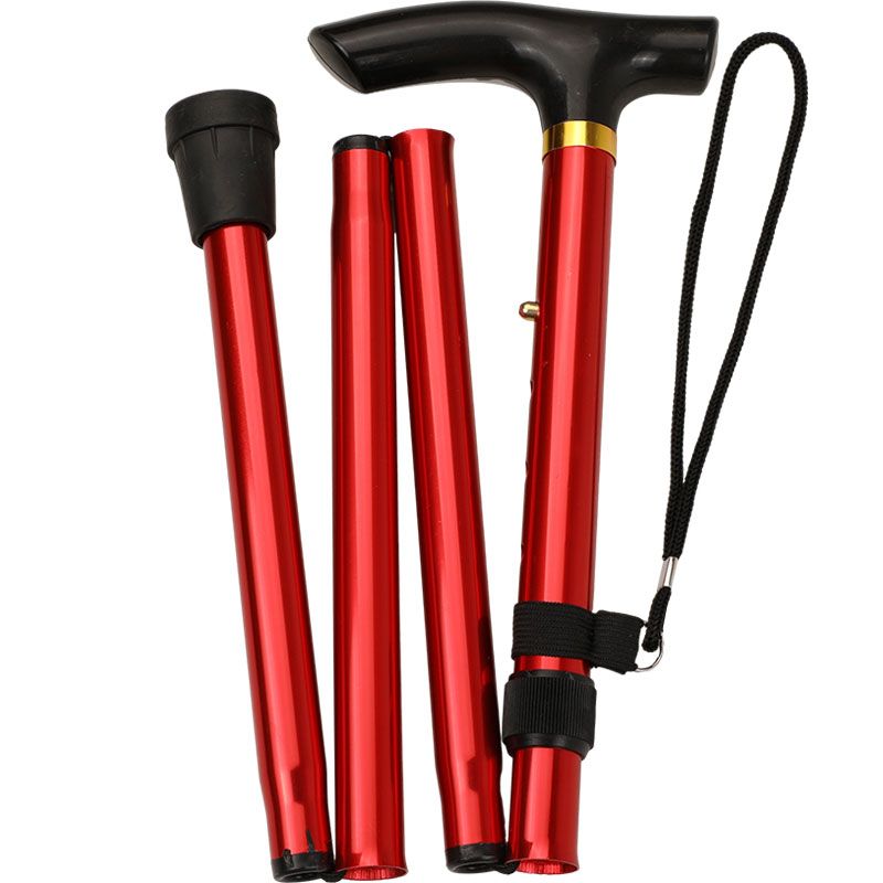 Five-Section Folding Ultra-Short Trekking Pole Climbing Travel Hiking T-Handle Cane Five-Level Adjustment Telescopic_voghion.com