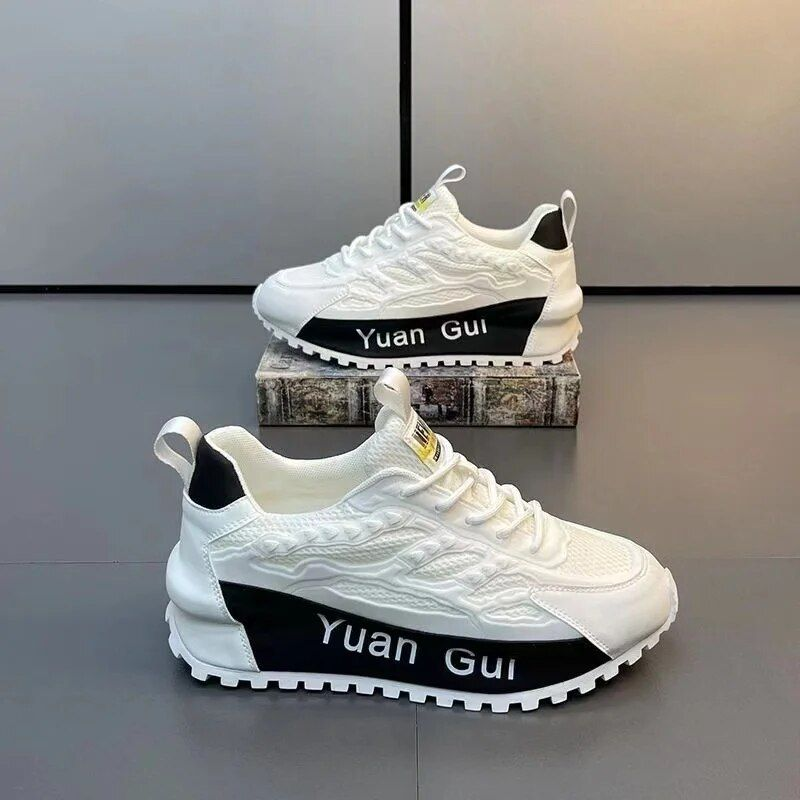 Designer klobige Turnschuhe Männer Laufschuhe Mode lässig atmungsaktives Ledernetz erhöht interne dicke Plateaus chuhe_voghion.com
