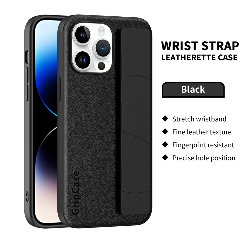 Luxury Fashion Leather Phone Case For iPhone 15 14 13 Pro Max 14Plus 15Plus Wrist Strap Bracket Shockproof Back Cover_voghion.com