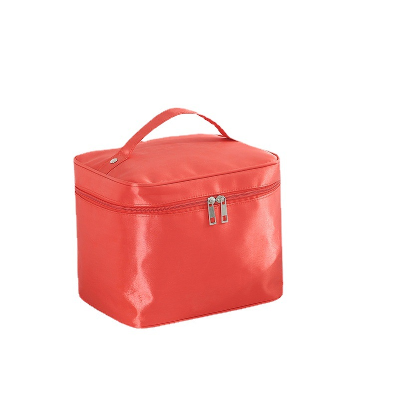 Household storage solid color glossy large-capacity cosmetic storage bag to go out to carry waterproof daily necessities storage box_voghion.com