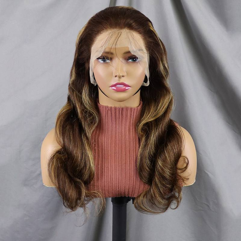 13x4 Lace Front Wigs Body Wave Human Hair Wigs For Women 200% Density Pre Plucked With Baby Hair Natural Black_voghion.com