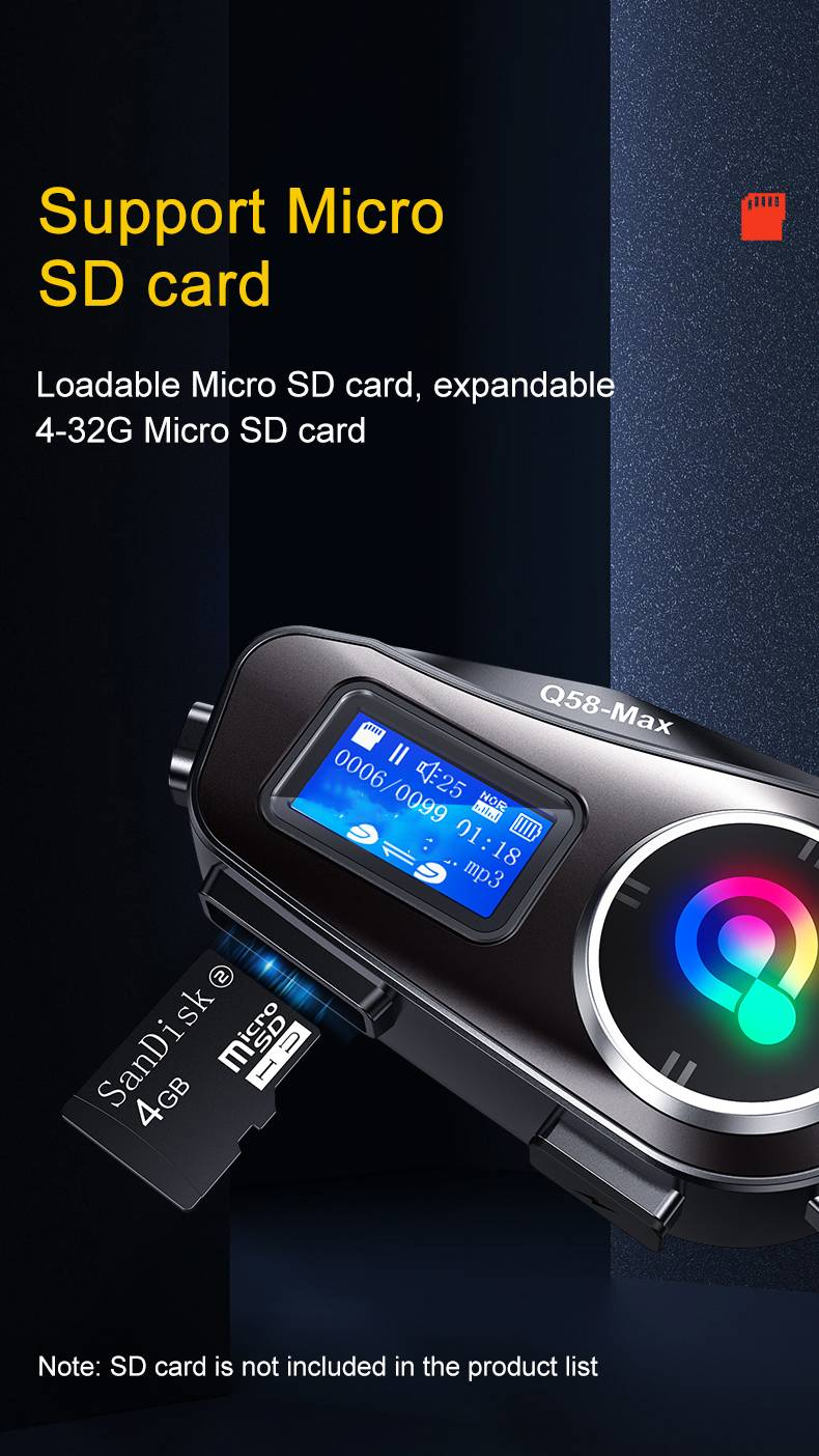Bluetooth MP3 Mi zenemegosztás LCD kijelzős FM interkom sisakrostélyos headset_voghion.com