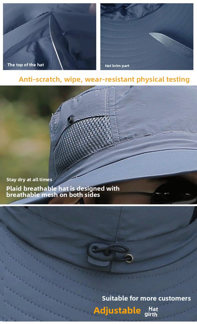 Fischerhut für Herren mit 360°-Sonnenschutz – wasserdicht und schnelltrocknend, zum Angeln und für Outdoor-Aktivitäten_voghion.com