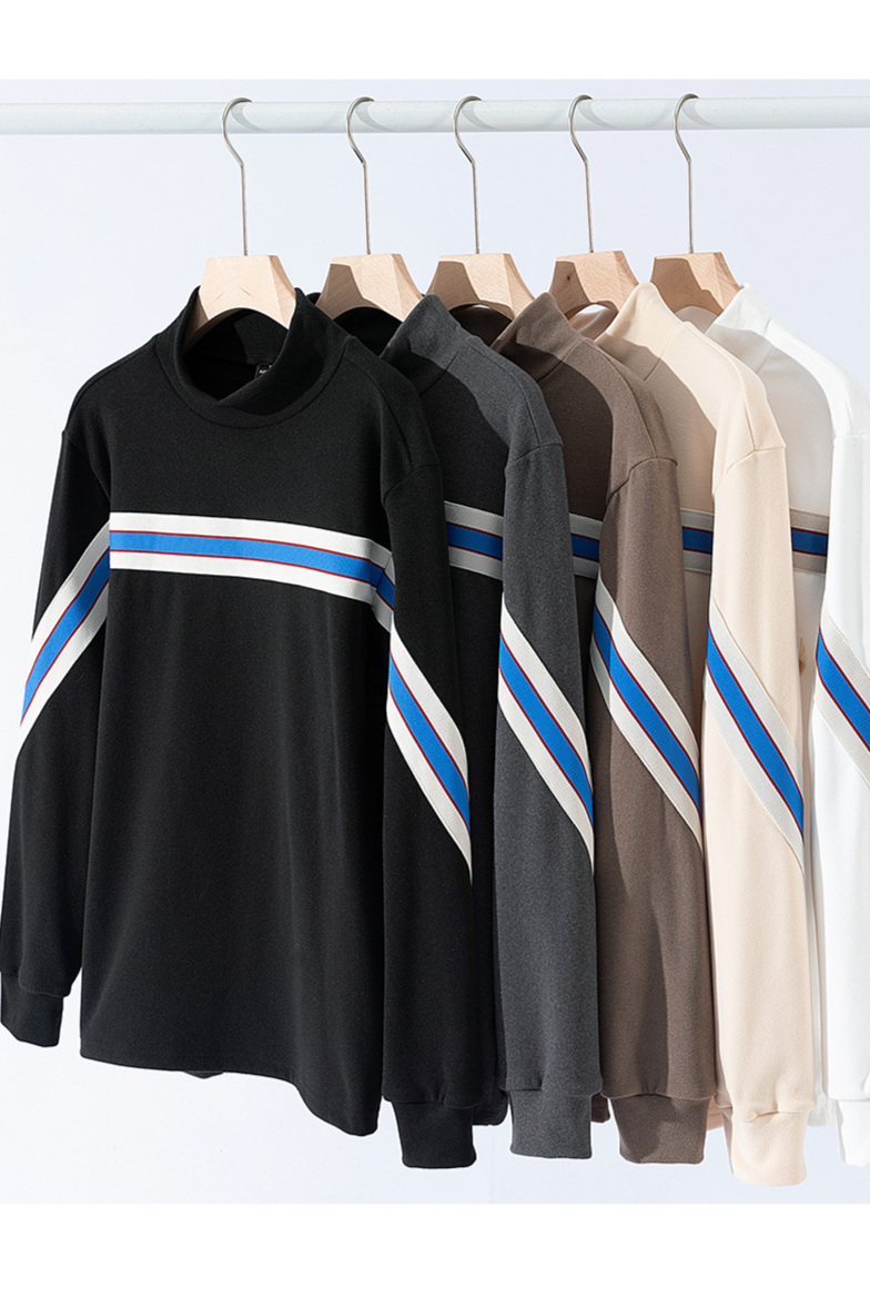Heren thermisch basislaag shirt – halfhoge hals, lange mouwen, warm ondershirt (wit, donkergrijs, zwart, kaki, bruin)_voghion.com