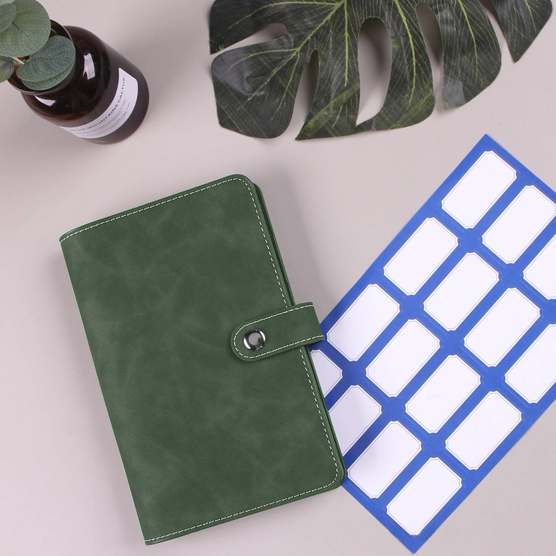 Caderno A6 de couro PU com mecanismo de 6 argolas, inclui 12 bolsos com zíper e 16 adesivos – perfeito para orçamento, diário e organização_voghion.com