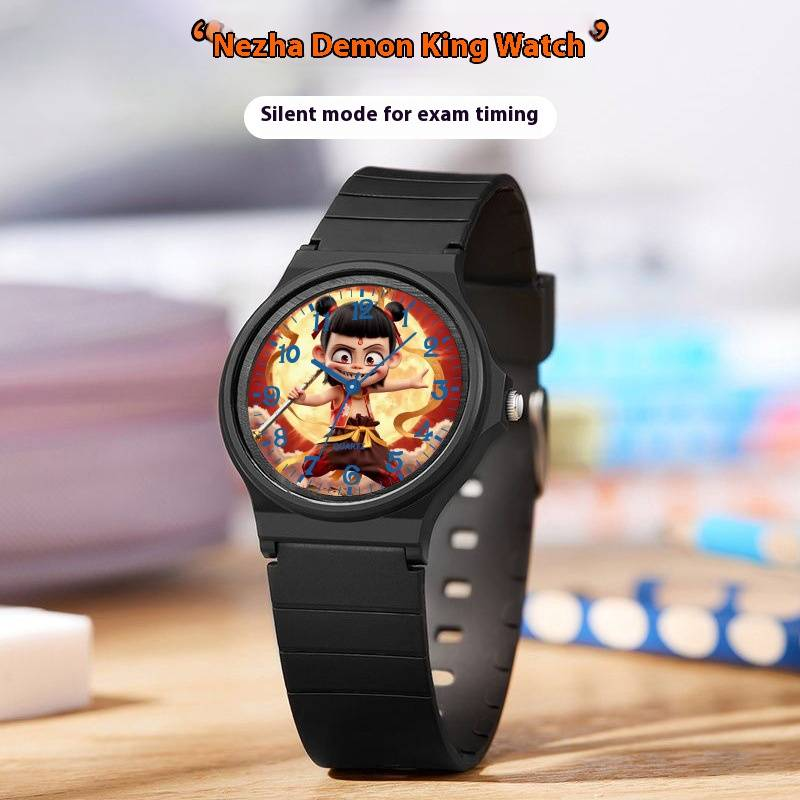 Orologio al quarzo silenzioso, adatto agli esami, con lancette luminose, quadrante nero elegante, design unisex, cinturino in resina leggero, impermeabile fino a 10 m_voghion.com