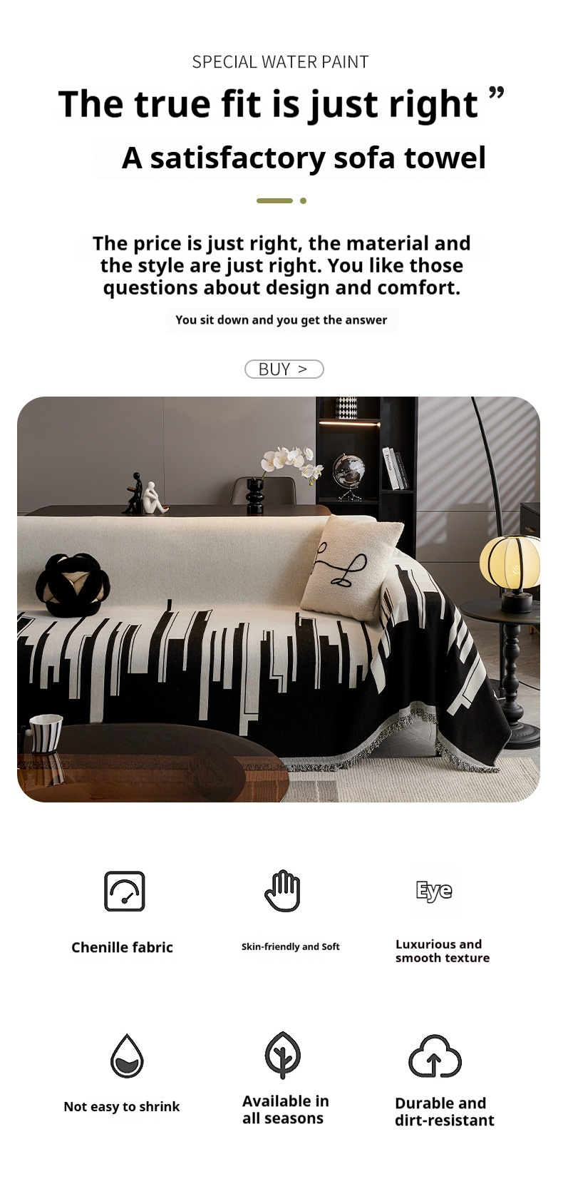 Chenille-Sofabezug mit Streifendesign – Dehnbarer Schonbezug für Anbausofas (180×130cm bis 180×460cm, nordischer Stil, haustierfreundlicher Stoff)_voghion.com