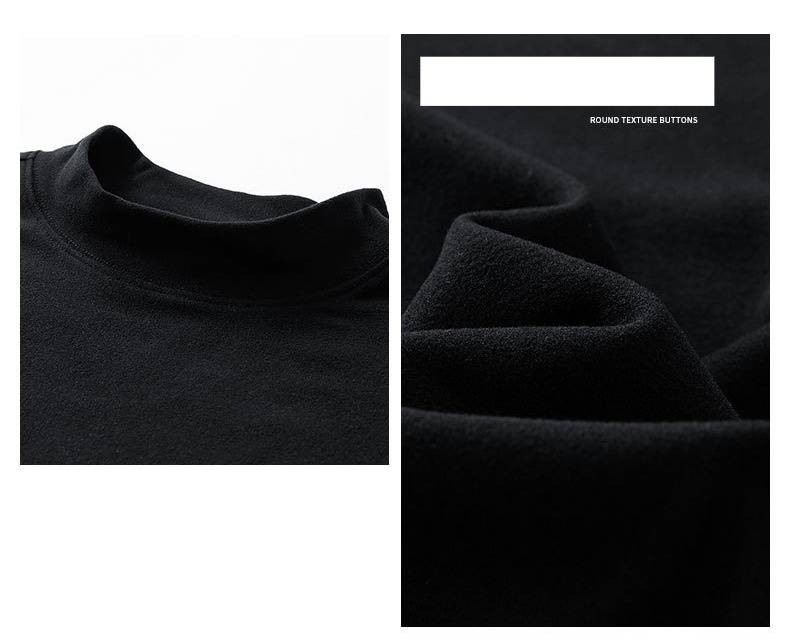 Herren-Thermo-Langarm-T-Shirt mit Halbrollkragen – weicher und atmungsaktiver Stoff, entspannte Passform, Übergröße, einfarbig für Herbst und Winter_voghion.com