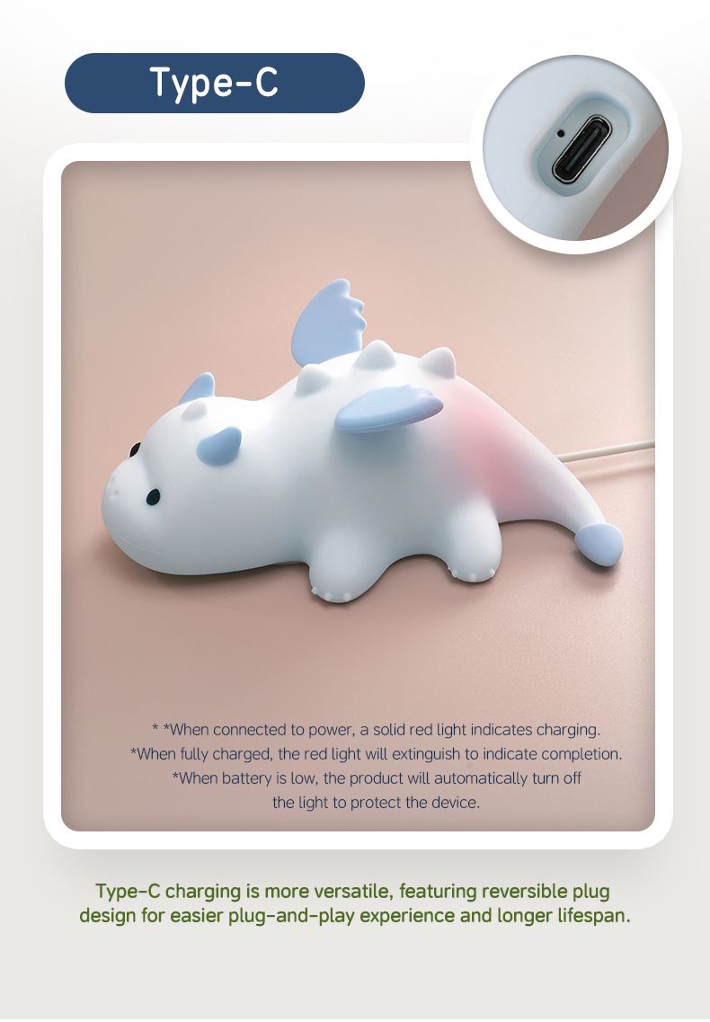 Luce notturna a forma di drago di latte, in silicone, colorata, con atmosfera, regalo di compleanno creativo per bambini e fidanzata_voghion.com