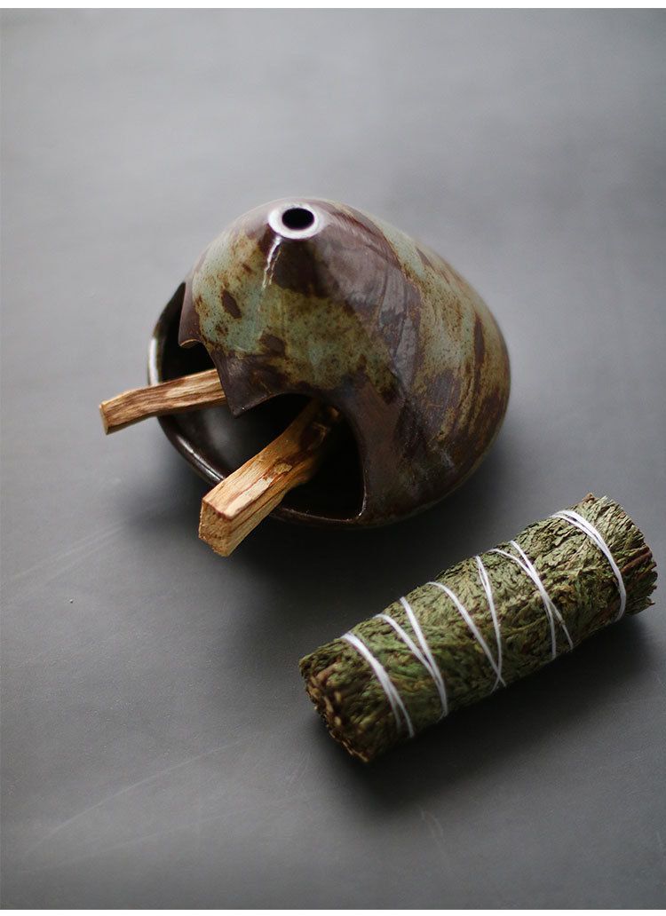 Peruanischer Palo Santo Halter Brenntablett Salbeiständer Keramik Weihrauchbrenner Diffusor_voghion.com