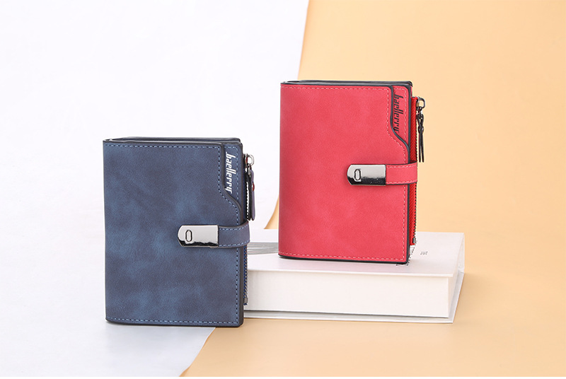 BAELLERRY new women's short wallet version with multiple card slots zipper coin purse buckle card bag men purse_voghion.com