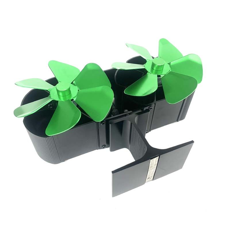 Krbový ventilátor dvouhlavý, květinový, malý, ve tvaru I, 6listý, vitální, zelený, bez spotřeby energie, bez hluku, LT382_voghion.com