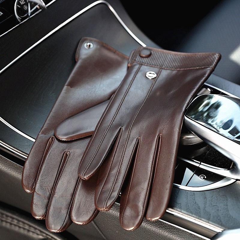 Guanti in pelle importati per equitazione all'aperto in inverno, guida con le mani strette, guanti sottili in pelle di pecora per uomo, touchscreen spesso per tenere al caldo_voghion.com