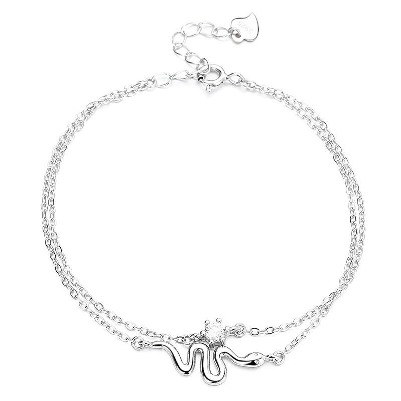 Pulsera de doble capa de circonitas para mujer, única, pequeña, con temperamento simple, estilo chino chic, con serpiente_voghion.com