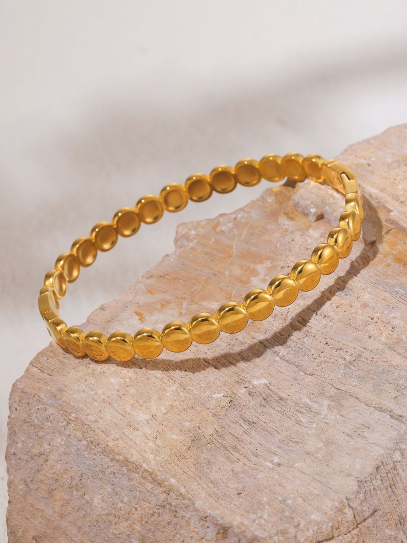 Square Sugar Ins Gold Bean Dot Buckle Bracelet Titanium Steel Non Fading Bracelet_voghion.com