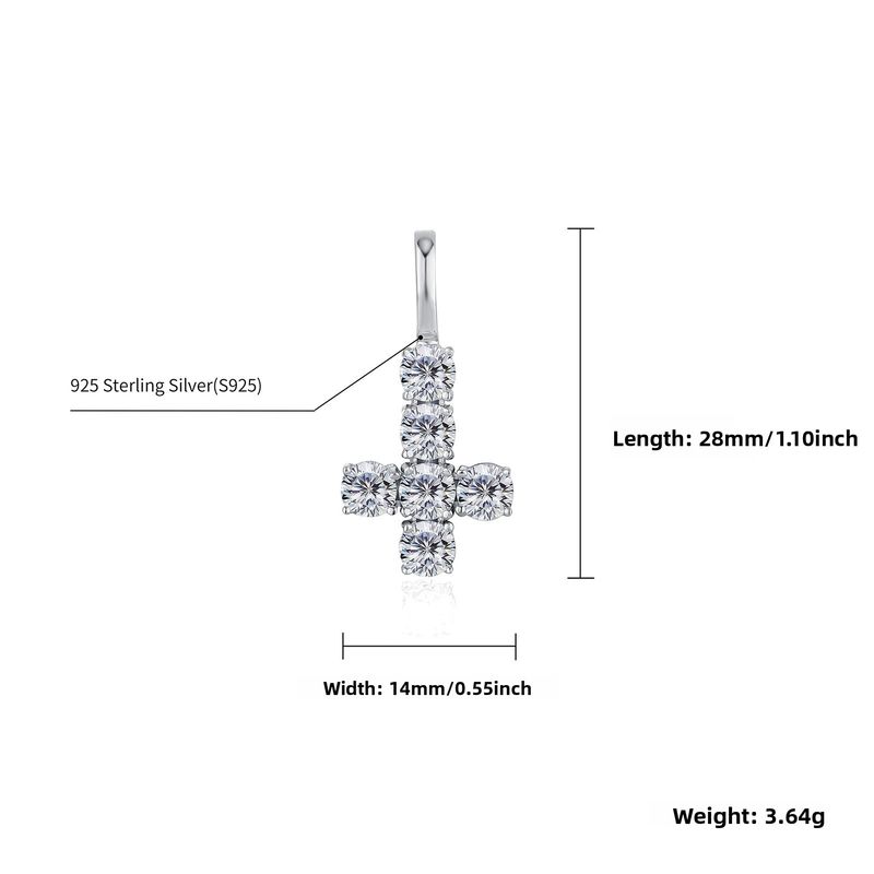 Collana Hip Hop con diamanti, collana cubana classica con croce invertita, ciondolo con diamanti rotondi, design di nicchia in argento sterling, collana semplice con zirconi_voghion.com