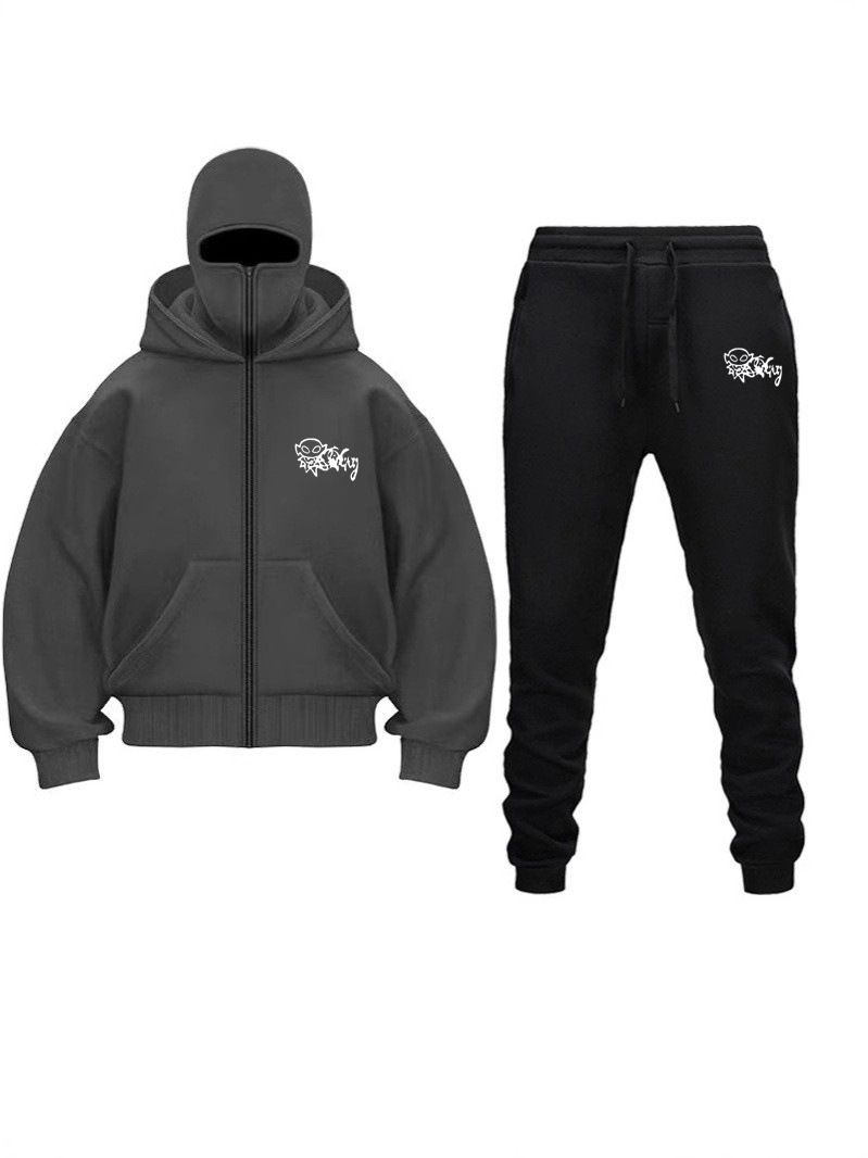 2025 New Double Hooded Sweatshirt DIY Unisex Autumn Winter Couple Zipper Hoodie Sweatpants Set_voghion.com