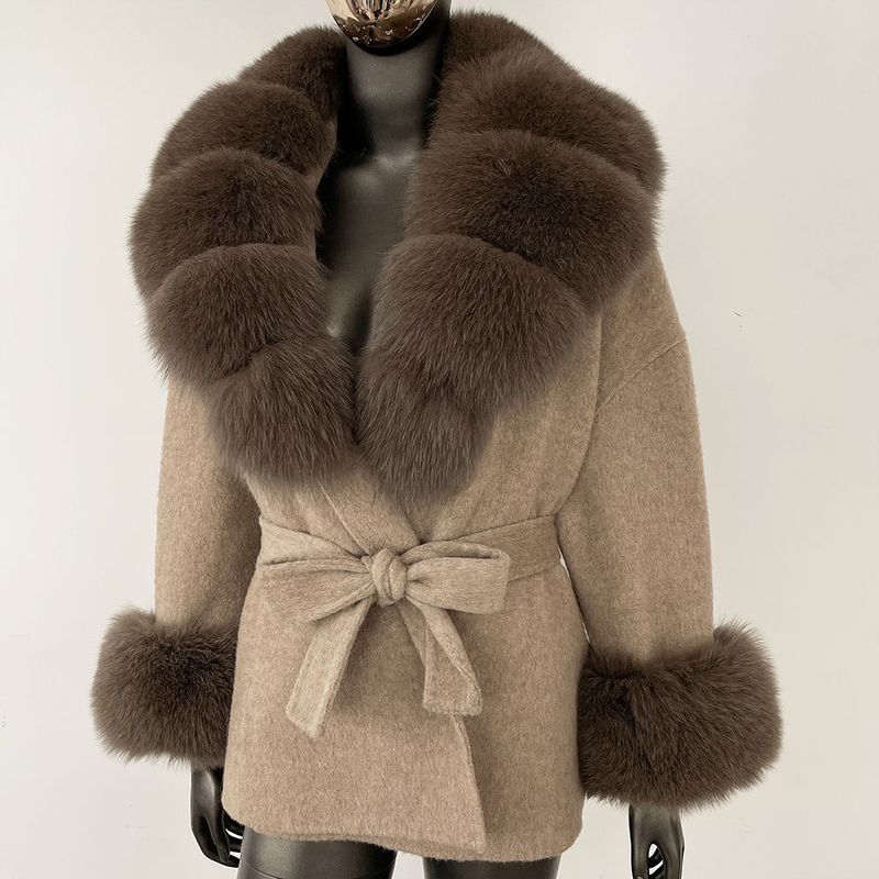Luxuriöser doppelseitiger Wollmantel mit Fuchspelzkragen – Übergroßer Damen-Wintermantel, eleganter mittellanger Trenchcoat für Freizeit und Büro_voghion.com