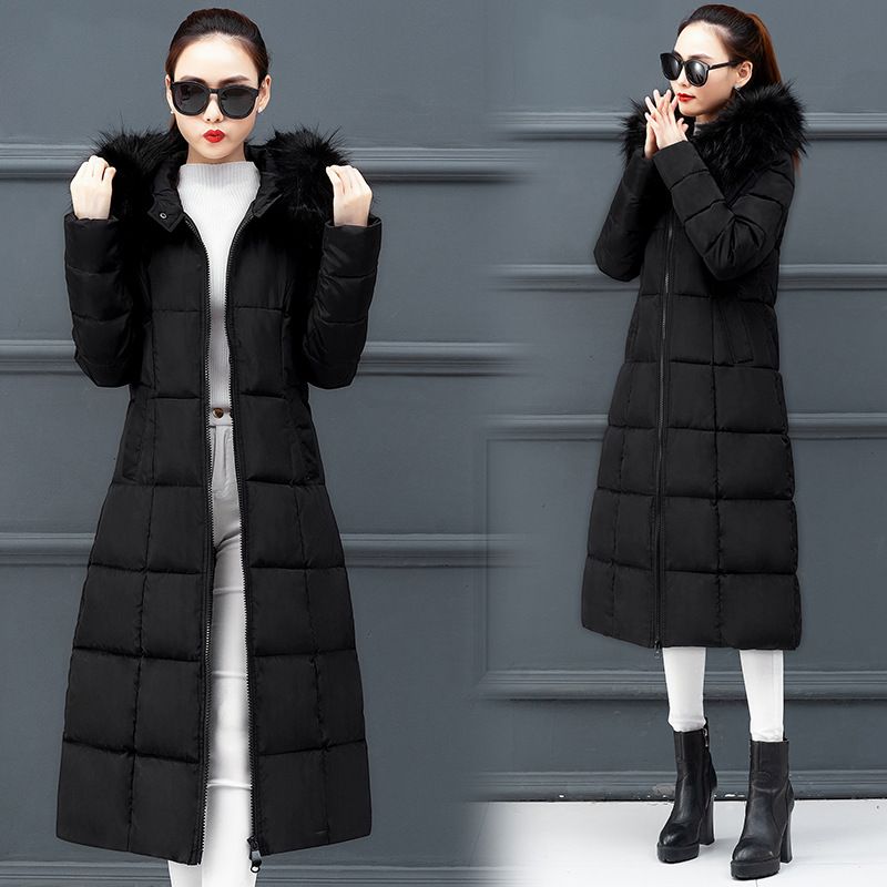 Women's Clothing Plus Size Long Puffer Coat With Faux Fur Hood - Korean Style Oversized Winter Jacket, Warm Thickened Down Alternative, Loose Fit_voghion.com