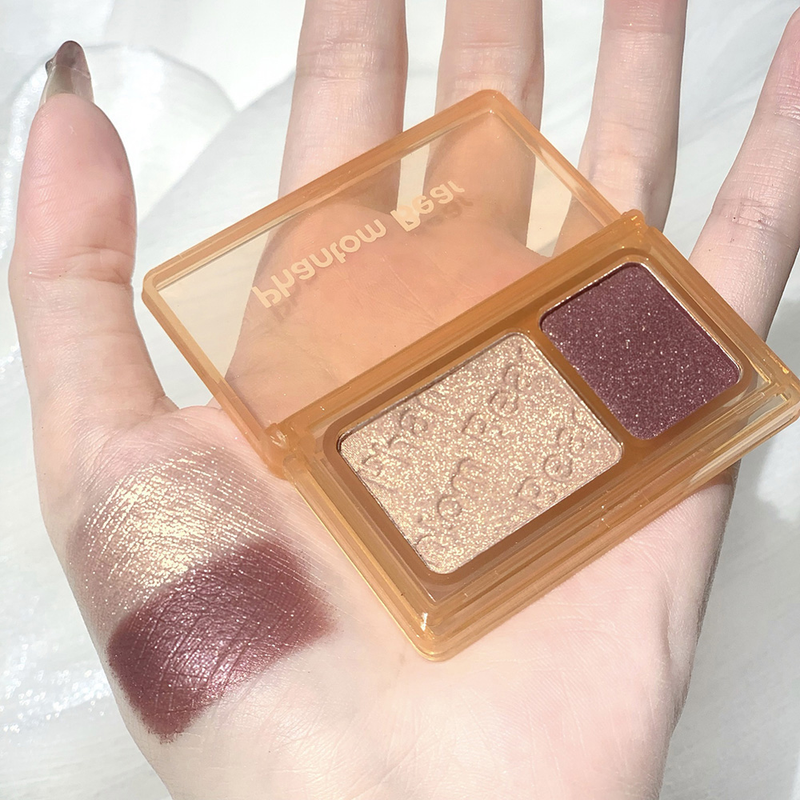 Ombretto Neon Nude Palette Ombretto bicolore perlescente Shimmer Glitter Green Earth Color Eye Shadow_voghion.com