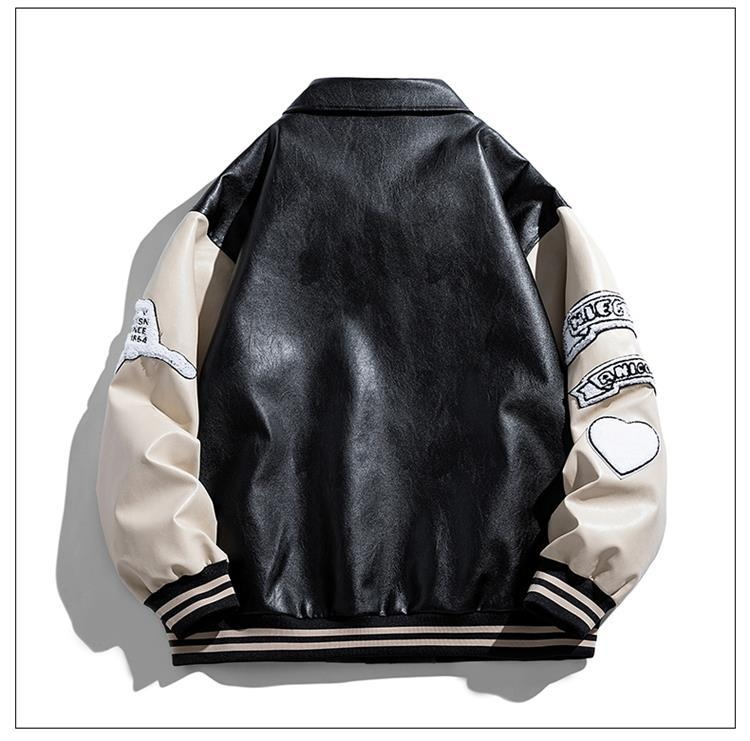 PQ Automne Hiver Décontracté Polyvalent Outillage Veste En Cuir Pour Hommes Uniforme De Baseball Veste En Cuir Hommes_voghion.com