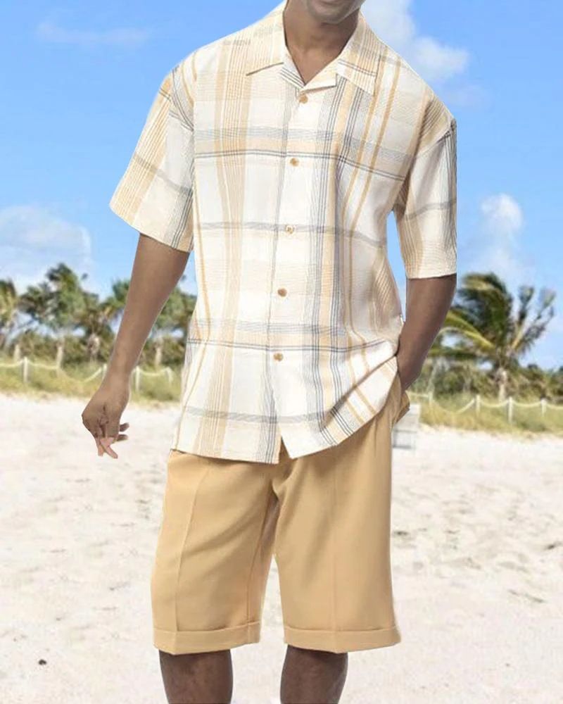 Herrenbekleidung Herren Hawaiihemd Code 3D-gedruckte Shorts Hemd Anzug Sommer_voghion.com