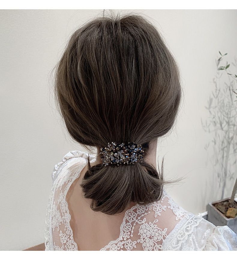 Versione coreana di semplice squisito cristallo perline fatto a mano francese famoso internet versatile cravatta per capelli e fascia per capelli_voghion.com