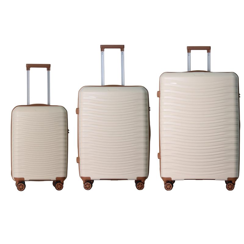 3-Piece Luggage Sets (20", 24", 28"), Suitcase With Wheels, Hardside Suitcase With Four Spinner Wheels And Scratch-Resistant Surface, Beige_voghion.com