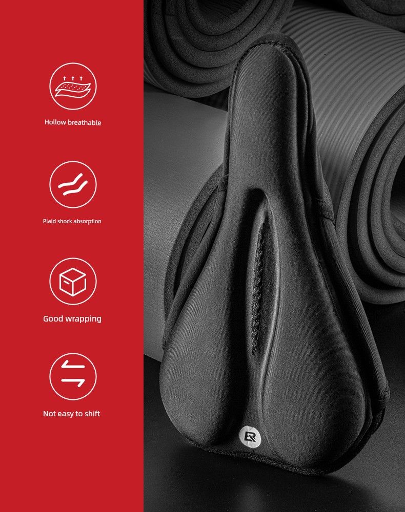 Rockbros Cykelkudde Mountainbikeöverdrag Rutigt Memory Foam Silikon Sadel Sleeve Mjuk Utrustning_voghion.com