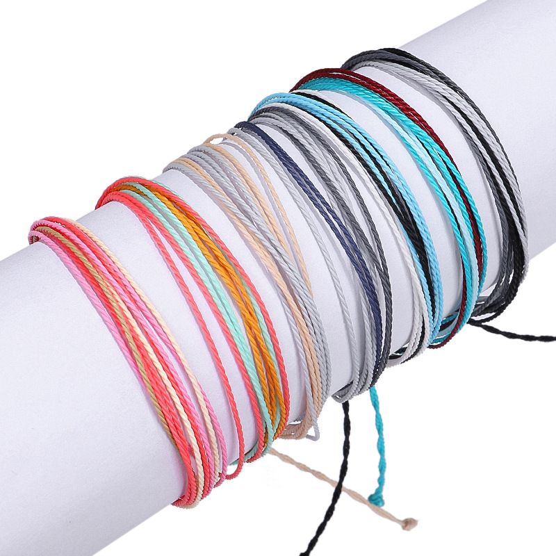 New Bohemian Vacation Style Colorful Wax Thread Handmade Woven Anklet_voghion.com
