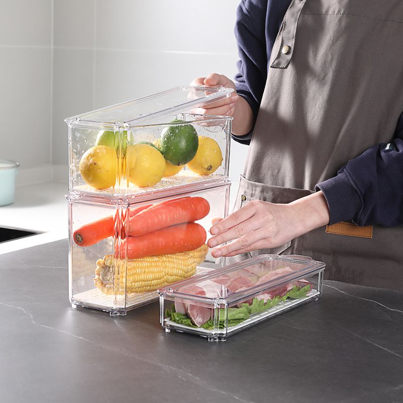 Multi Purpose Long Refrigerator PET Fresh Fruit And Vegetable Storage Box Home Kitchen Refrigerated Fresh Keeping Box Plastic Box_voghion.com