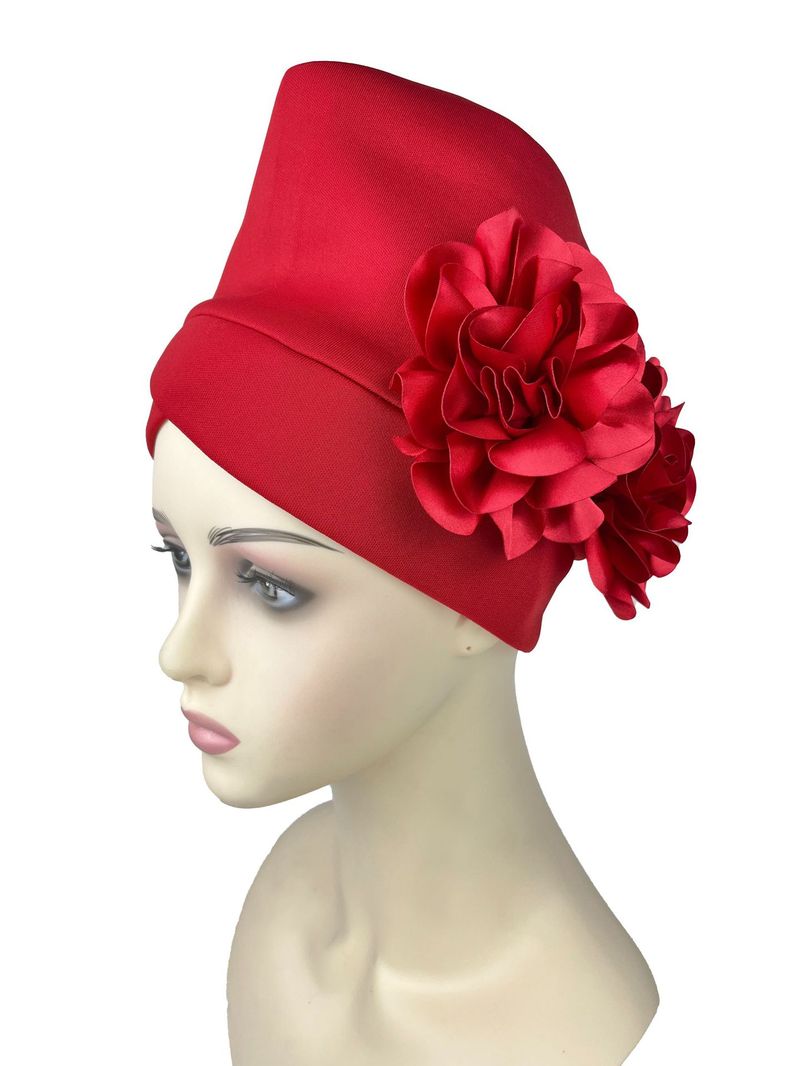 Damen Hijab Hut übertrieben Hut Luftschicht Seite große Blume Hut Moslemischer Hut Baotou Hut_voghion.com