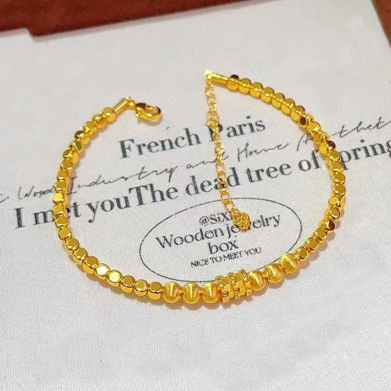 Niche High-End Gold-Plated Light Style Slim Waist Cat's Eye Gold Fragment Long-Lasting Color Bracelet Women's_voghion.com