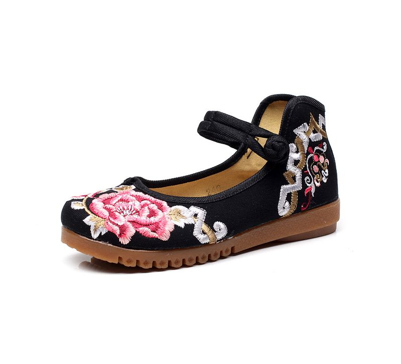 Flaches besticktes Tuch mit Kuhsehnensohlen, Frühlings- und Herbst-Mutter-Slipper mit großen Zehen, einzeiliger Riemen, Damen-Single_voghion.com