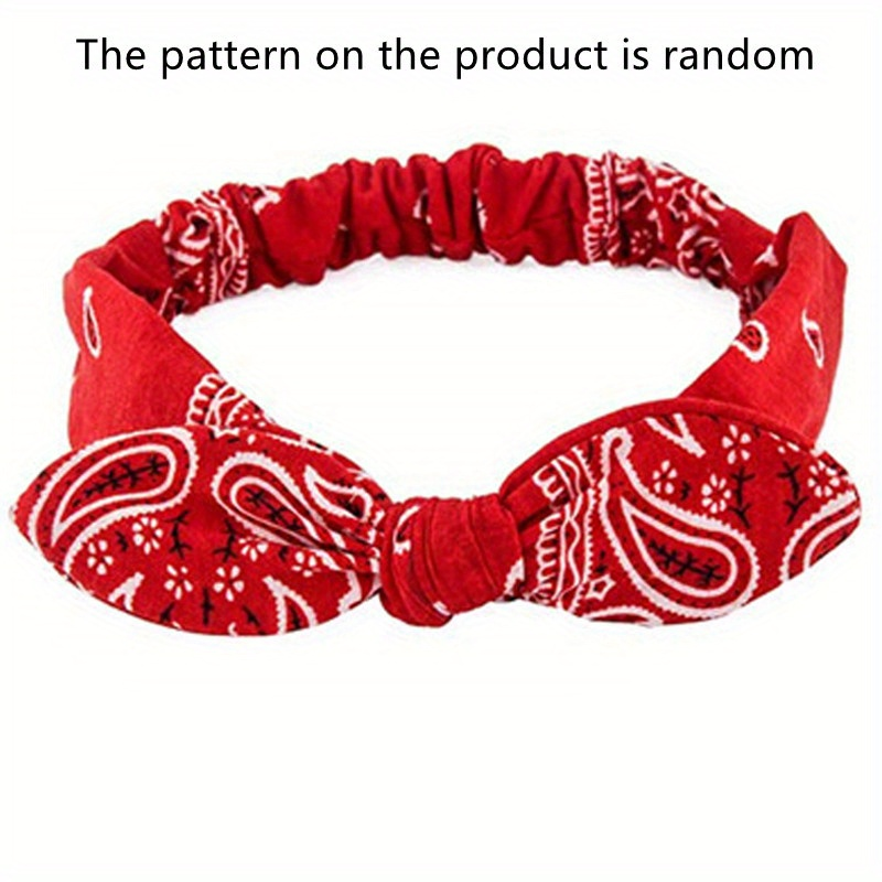 Paisley Print Boho galvos juosta Minkštos galvos juostos Vintage Bowknot elastinės plaukų juostos Plaukų aksesuarai_voghion.com