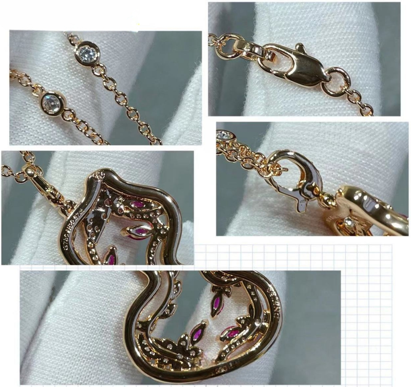 Designer's Classic Women's CNC Sculpture Full Diamond V Golden Vine Gourd Necklace with Rose Gold Plated Hollow Collar Chain_voghion.com