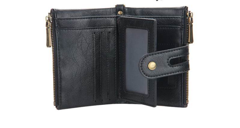 New Men's Short Wallet, European And American Business Double Zipper Zero Wallet, Multi Card Position, 30% Discount Wallet_voghion.com