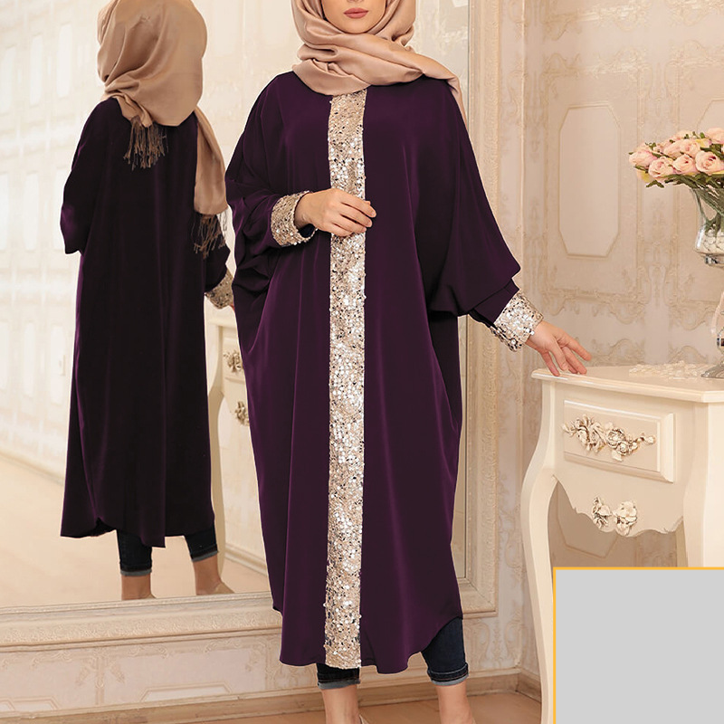Women's Clothing Muslim Middle East retro print loose pullover large size dress_voghion.com