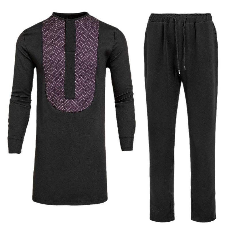 Vyriški drabužiai Vyriški vidutinio amžiaus ilgomis rankovėmis marškiniai, dviejų dalių komplektas, madingas, aukštos klasės, madingas, naujas, laisvalaikio kostiumas tėčiui._voghion.com