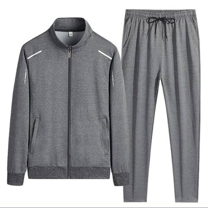 Spring Autumn Fashion Tracksuits Men's Stand Collar Zipper Sweatshirts + Lace-Up Sweatpants 2 Piece Casual Sport Sets L-6XL_voghion.com