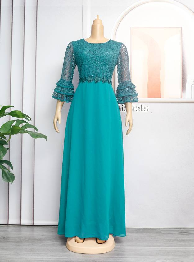 Rochie de damă Plus Size, de primăvară și de vară, banchet, din dantelă grea din șifon_voghion.com