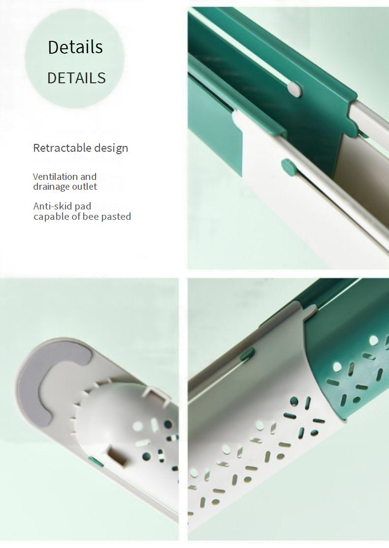 Expandable Kitchen Sink Organizer - Adjustable Dish Drying Rack With Sponge Holder (Over Sink Storage, Space-Saving Design)_voghion.com